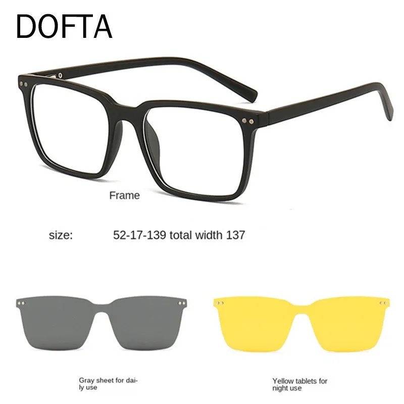 DOFTA 2 В 1-Магнитна поляризованная рамки за очила с клипс за мъже TR90, Рамки за очила с клипс за оптична Късогледство за мъже 5895 Изображение 0