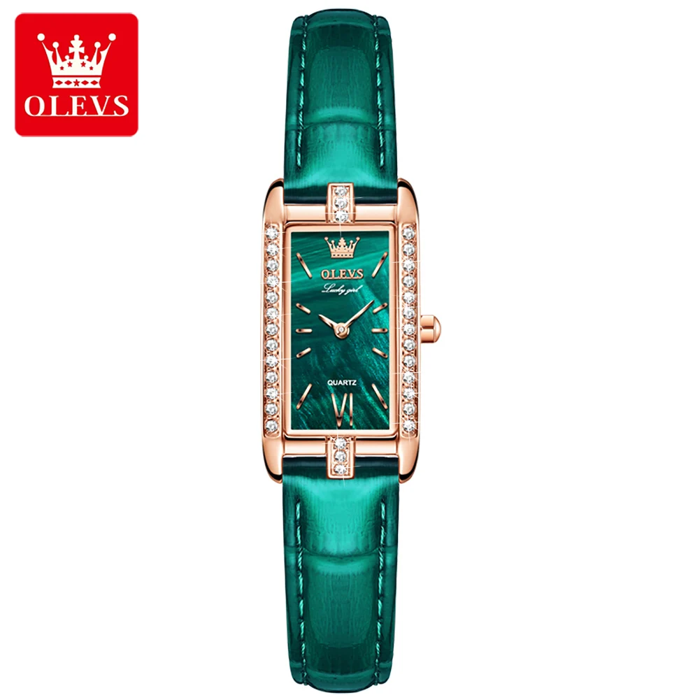 OLEVS 6623, висок клас марка, женски noble и елегантен подарък квадратни кварцови часовници, водоустойчиви кожени ръчни часовници с японски кварцов механизъм Изображение 0