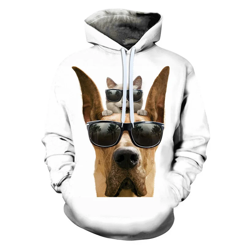 Есенно-зимни кучета по поръчка, серия домашни кучета, скъпа мъжки hoody с 3D принтом животни, модни детски блузи с качулка, дълги върховете love Изображение 0