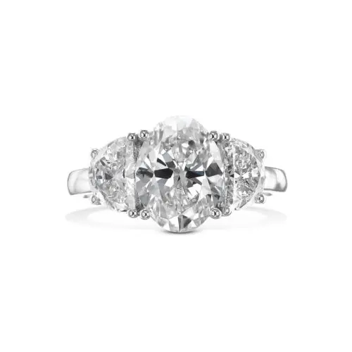 Красивият пръстен с диамант VS1 F 3.0 Ctw, създадено в лаборатория с диамантен пръстен от бяло злато 14к HPHT ИЗРАВНИТЕЛНИТЕ Изображение 0