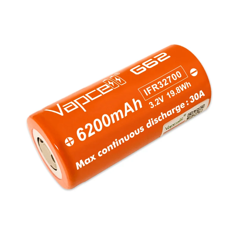 Оригинална батерия Vapcell IFR 32700 6200 mah 30A G62 Lifepo4 3.2 В, която се презарежда за фенерче / power toolsery Изображение 0