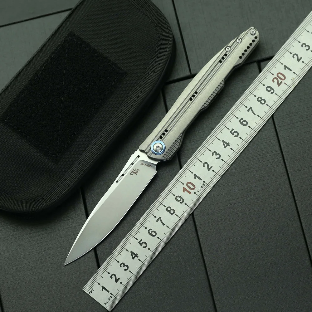 Сгъваем Нож CHjourney Оригинален нож M390, титановая дръжка, Кухненски инструмент за оцеляване на открито, за Ловни, джобни инструменти EDC Изображение 0