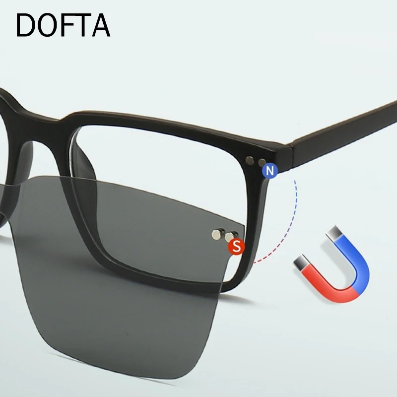 DOFTA 2 В 1-Магнитна поляризованная рамки за очила с клипс за мъже TR90, Рамки за очила с клипс за оптична Късогледство за мъже 5895 Изображение 1