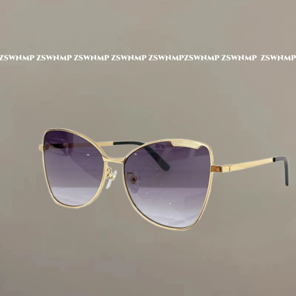 Висококачествени луксозни маркови дамски слънчеви очила метална рамка с квадратно пеперуда, слънчеви очила за дами, модни улични очила с UV400 Изображение 1