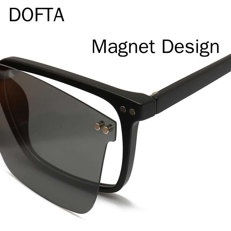 DOFTA 2 В 1-Магнитна поляризованная рамки за очила с клипс за мъже TR90, Рамки за очила с клипс за оптична Късогледство за мъже 5895 Изображение 2