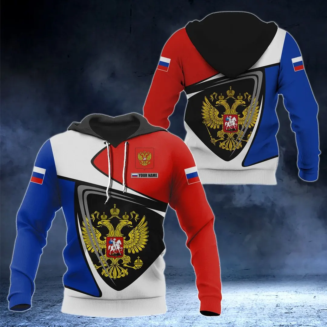 Hoody с качулка с флага на Русия 2023, 3D печат, ежедневни мъжки и женски пуловер на улица Харадзюку, потребителско име, hoody с цип Изображение 2