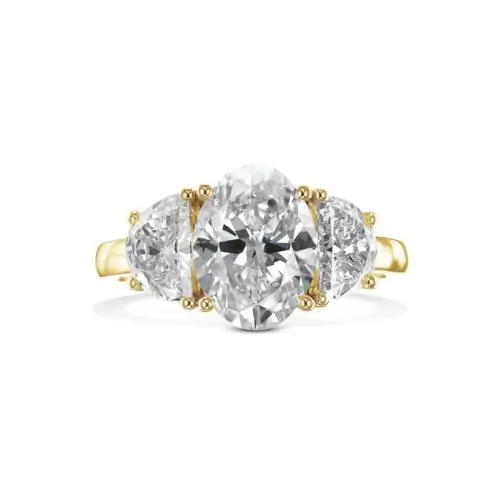 Красивият пръстен с диамант VS1 F 3.0 Ctw, създадено в лаборатория с диамантен пръстен от бяло злато 14к HPHT ИЗРАВНИТЕЛНИТЕ Изображение 2