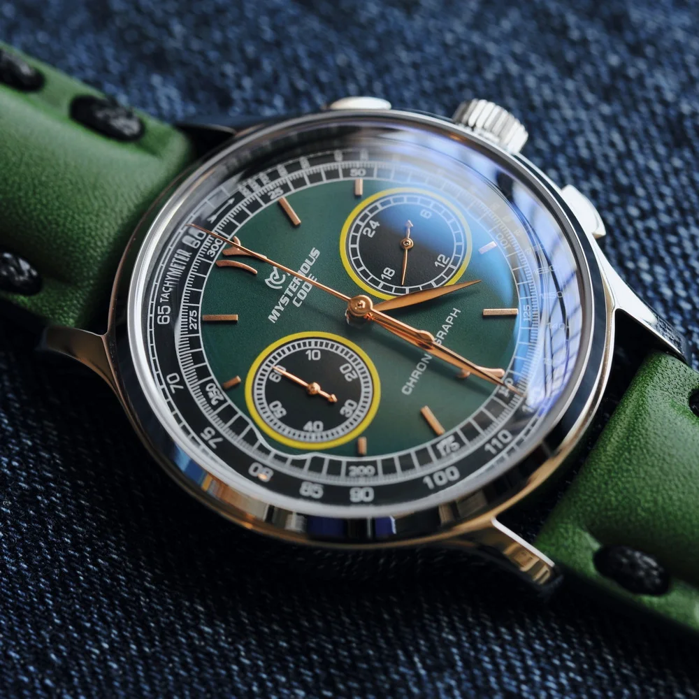 Тайнственият код Мъжки часовник-пилот 40 мм Панда Луксозен хронограф кварцов ръчен часовник Спортни 50 м Водоустойчивост VK64 Близък Изток Изображение 2