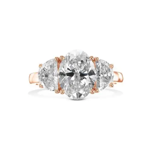 Красивият пръстен с диамант VS1 F 3.0 Ctw, създадено в лаборатория с диамантен пръстен от бяло злато 14к HPHT ИЗРАВНИТЕЛНИТЕ Изображение 3