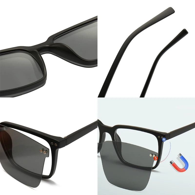 DOFTA 2 В 1-Магнитна поляризованная рамки за очила с клипс за мъже TR90, Рамки за очила с клипс за оптична Късогледство за мъже 5895 Изображение 4