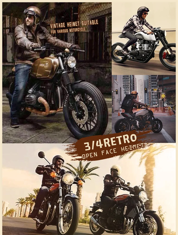 Гореща Разпродажба Ретро ABS висок Клас Мотоциклети Каска с Открито Лице Ретро Електрически Мотор За Каране на Скутер Jet Casco Moto Casque ТОЧКА Изображение 4