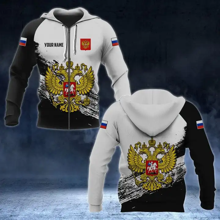 Hoody с качулка с флага на Русия 2023, 3D печат, ежедневни мъжки и женски пуловер на улица Харадзюку, потребителско име, hoody с цип Изображение 5